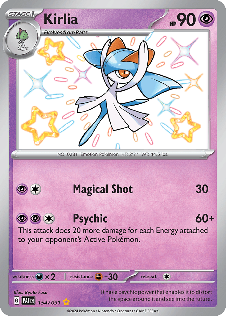Kirlia Paldean Fates card