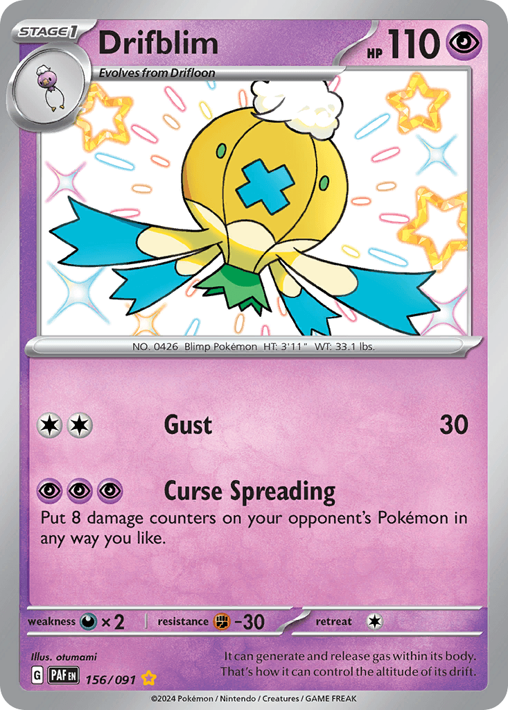 Drifblim Paldean Fates card