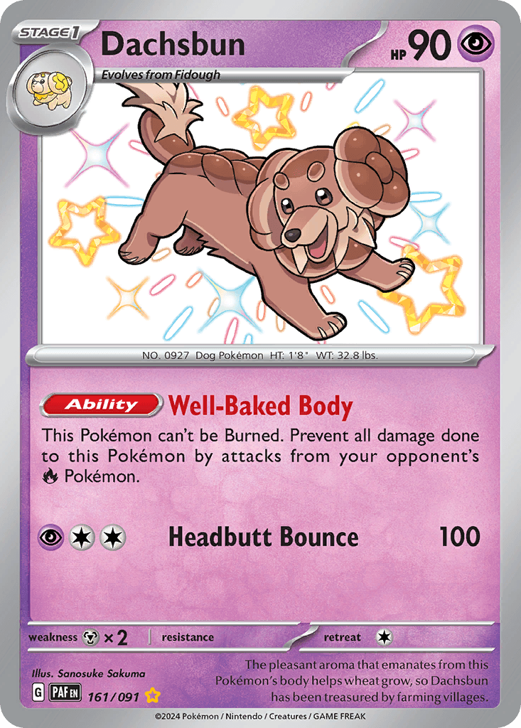 Dachsbun Paldean Fates card