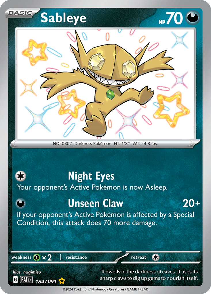 Sableye Paldean Fates card