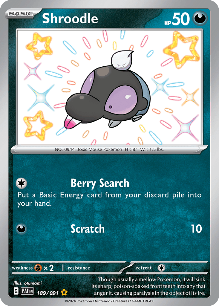 Shroodle Paldean Fates card