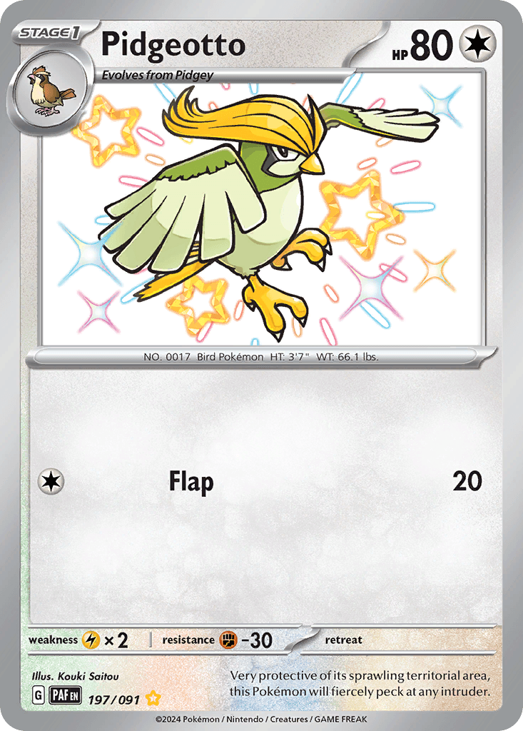 Pidgeotto Paldean Fates card