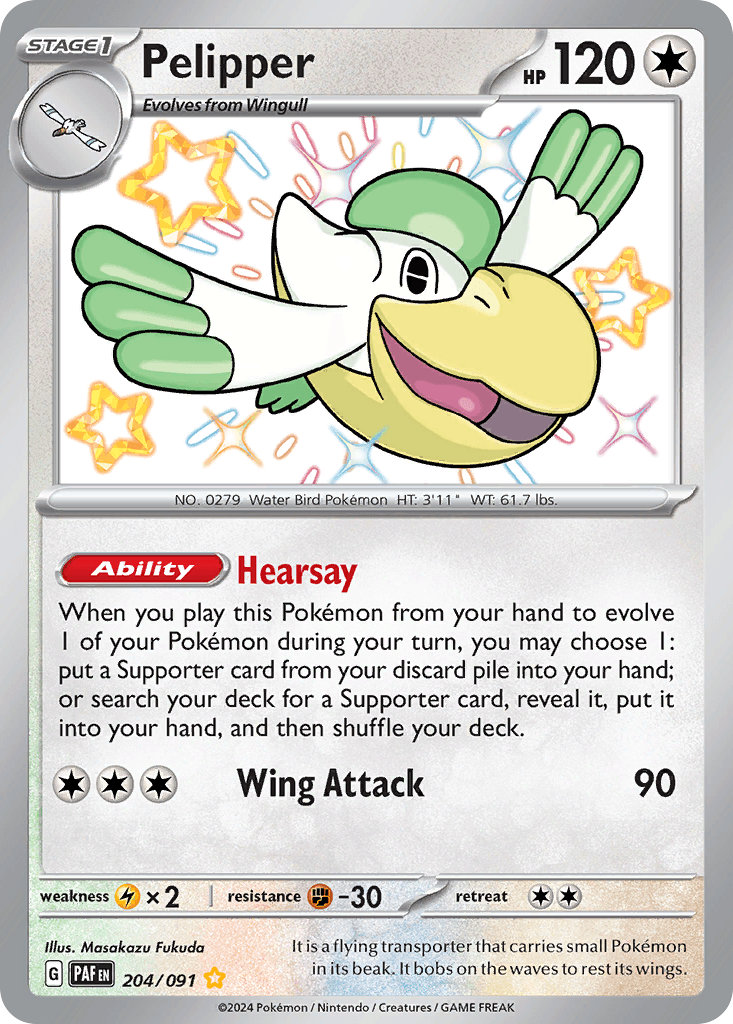 Pelipper Paldean Fates card