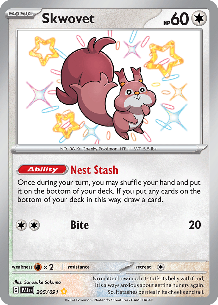 Skwovet Paldean Fates card