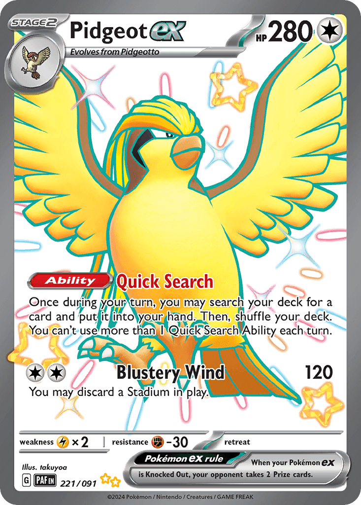 Pidgeot ex Paldean Fates card