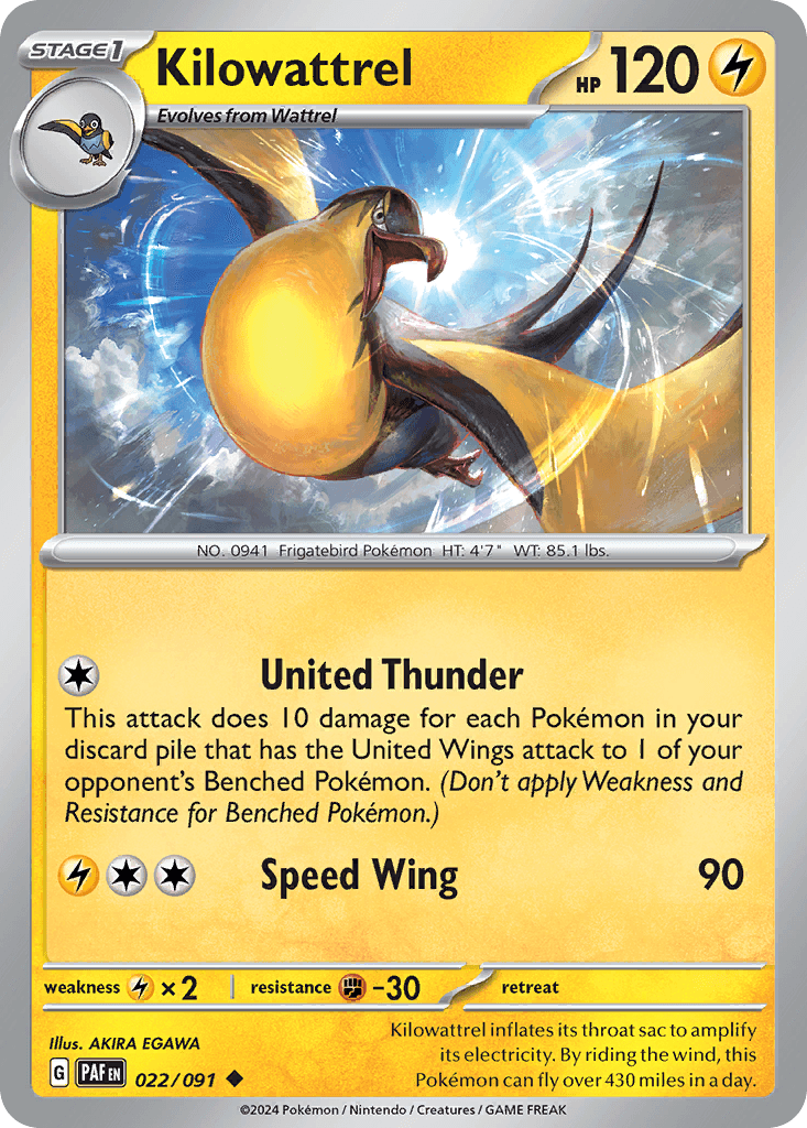 Kilowattrel Paldean Fates card