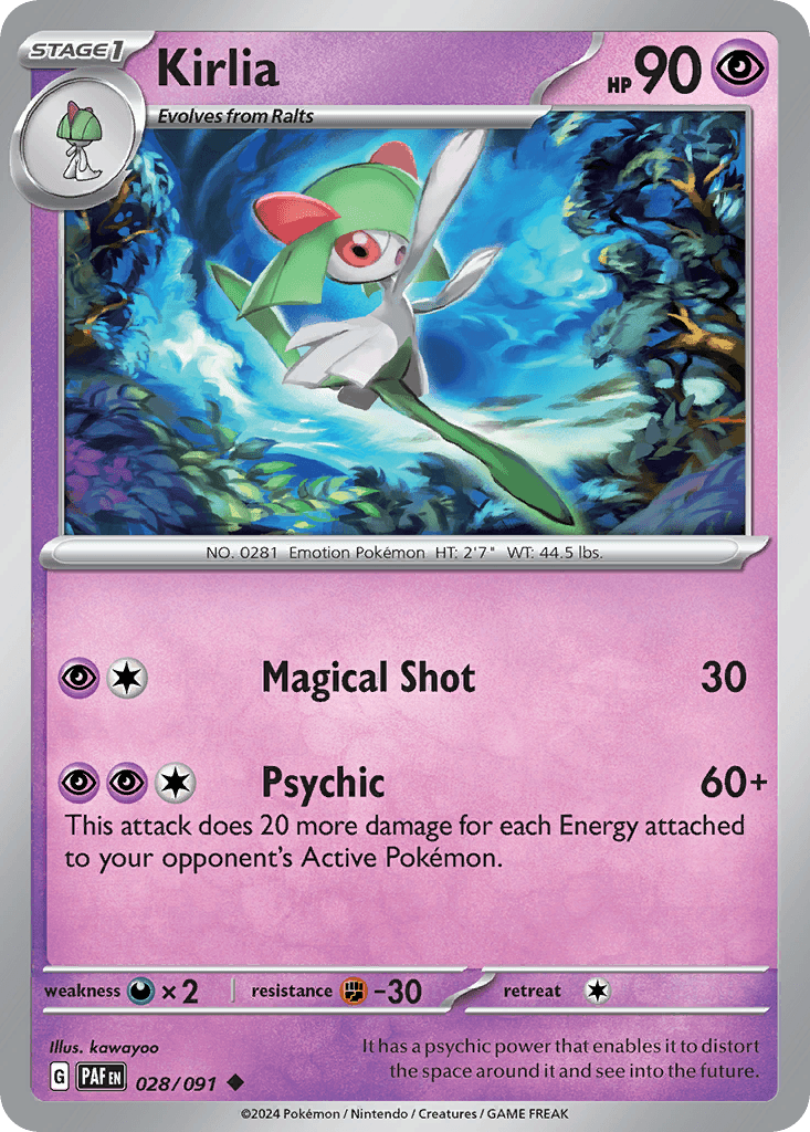 Kirlia Paldean Fates card