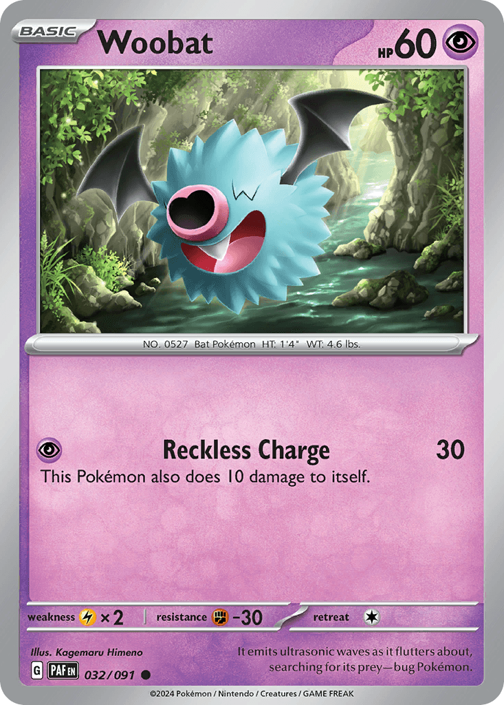 Woobat Paldean Fates card