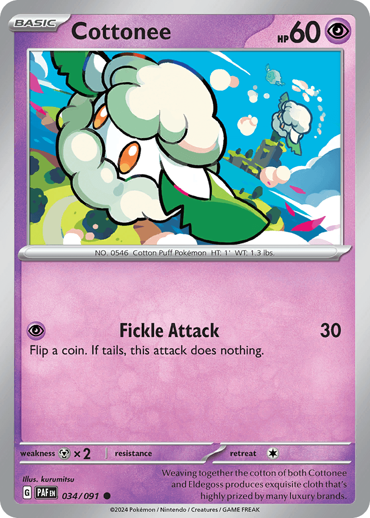 Cottonee Paldean Fates card