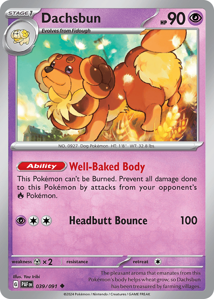 Dachsbun Paldean Fates card