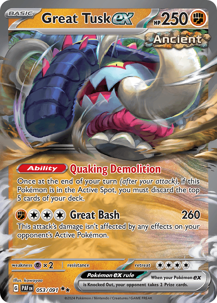 Great Tusk ex Paldean Fates card