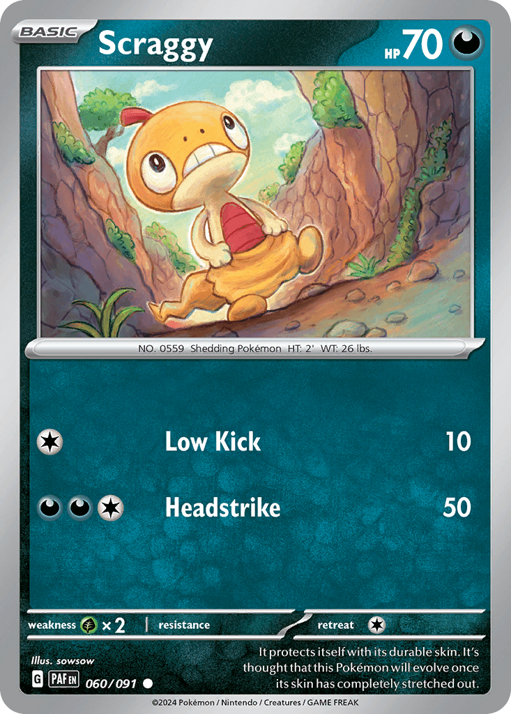 Scraggy Paldean Fates card