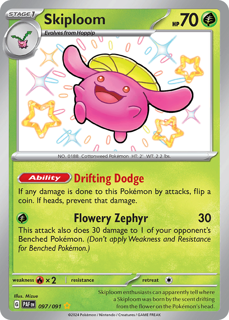 Skiploom Paldean Fates card