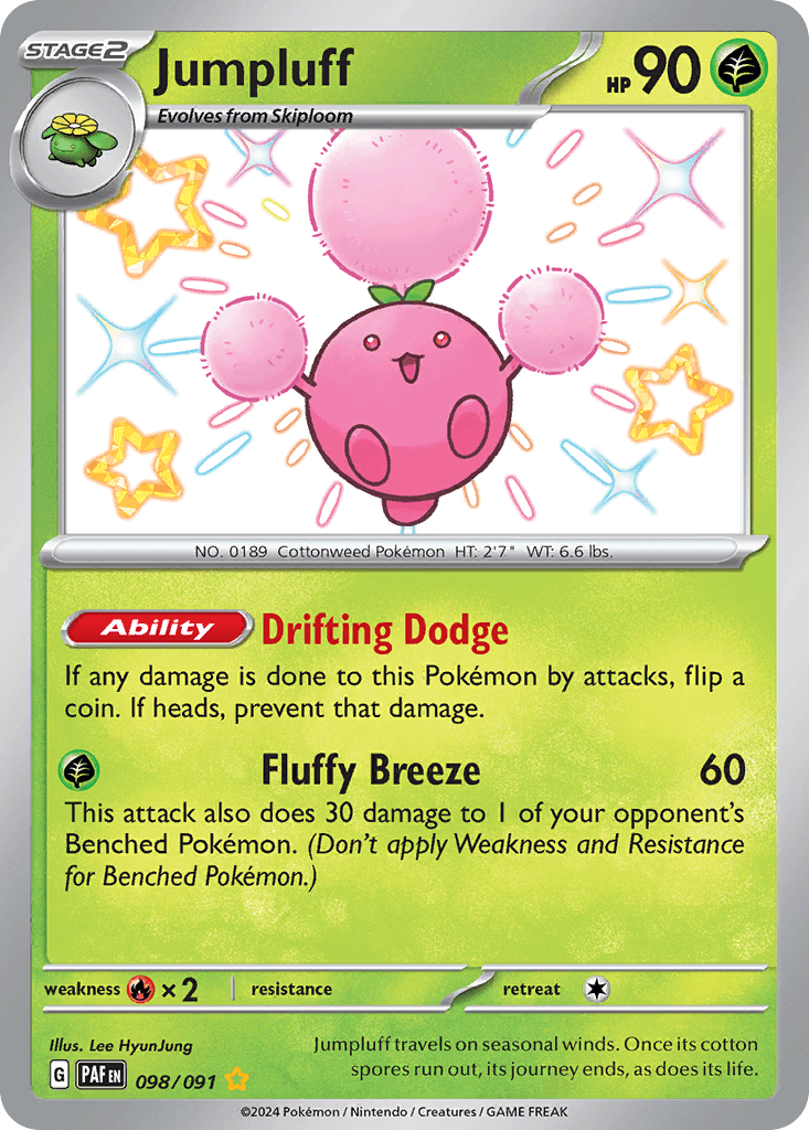 Jumpluff Paldean Fates card