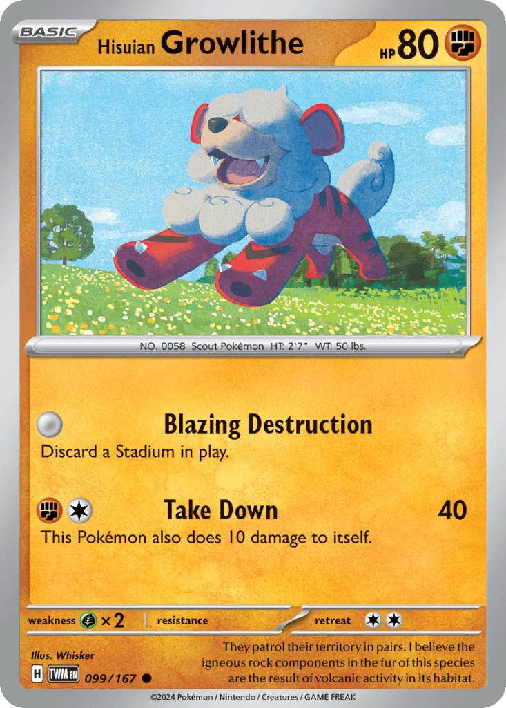 Hisuian Growlithe Twilight Masquerade card