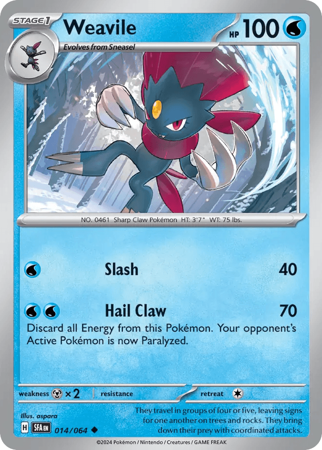 Weavile Shrouded Fable card