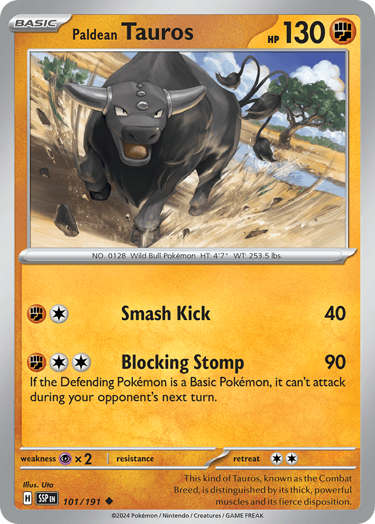 Paldean Tauros Surging Sparks card