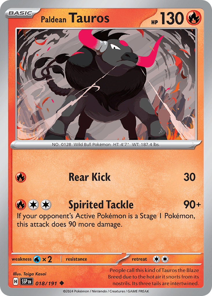 Paldean Tauros Surging Sparks card