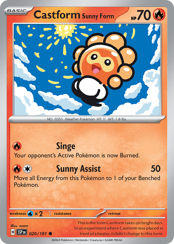 Castform Sunny Form Surging Sparks card