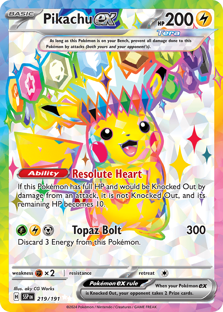 Pikachu ex Surging Sparks card