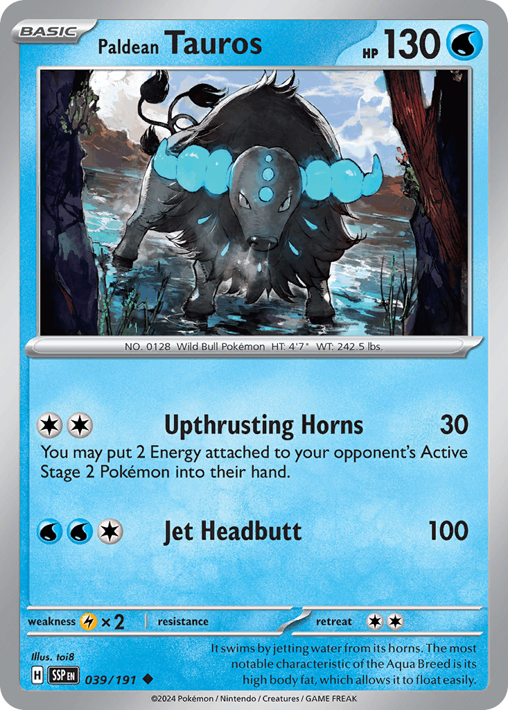 Paldean Tauros Surging Sparks card