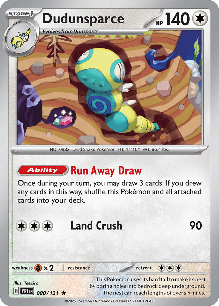 Dudunsparce Prismatic Evolutions card