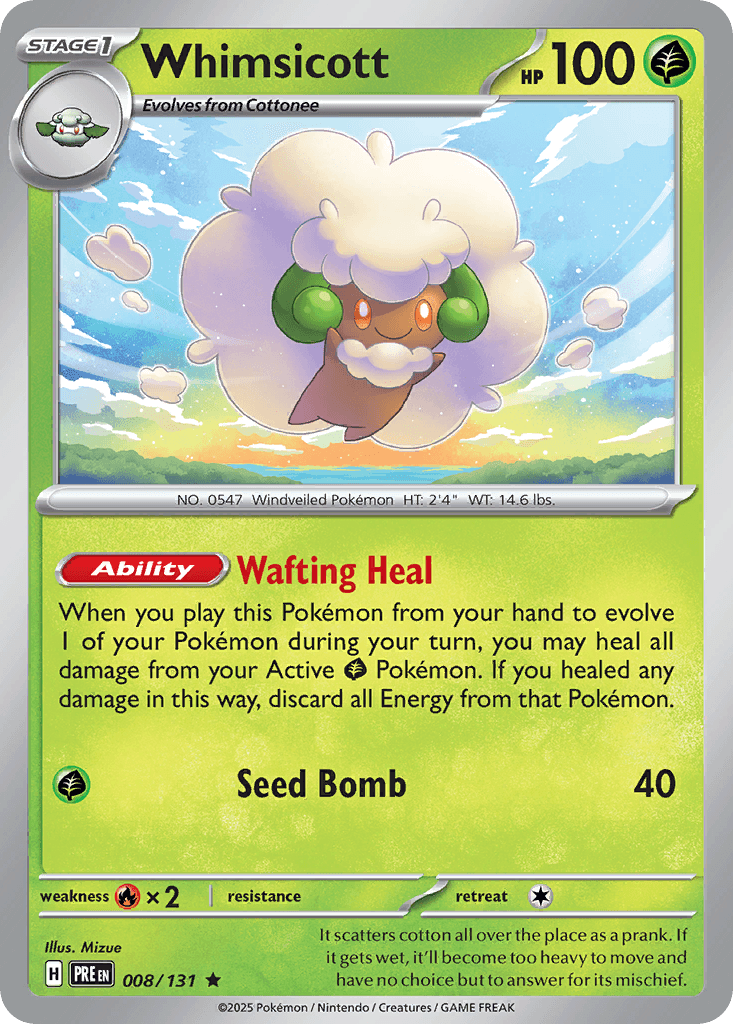 Whimsicott Prismatic Evolutions card