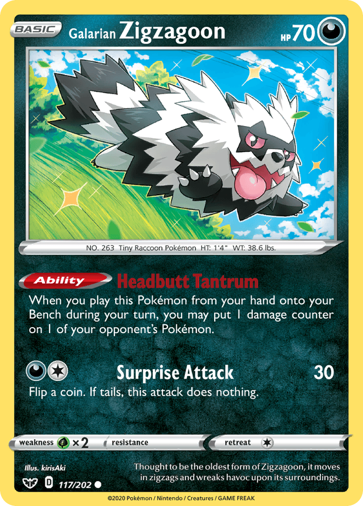 Galarian Zigzagoon Sword & Shield card