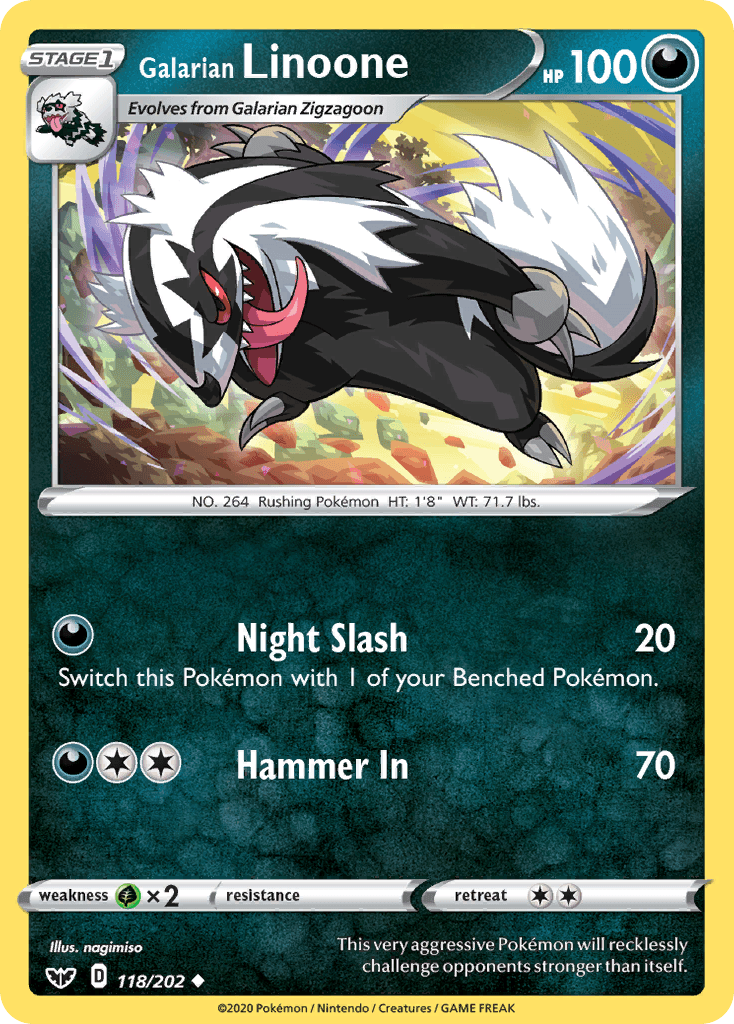 Galarian Linoone Sword & Shield card
