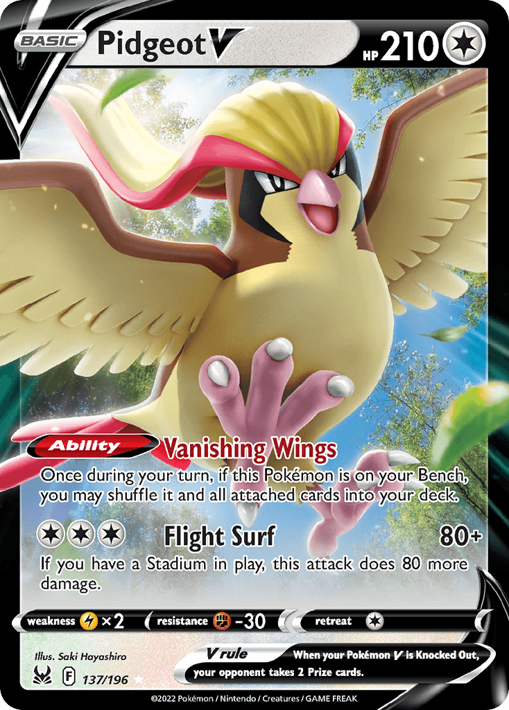 Pidgeot V Lost Origin card