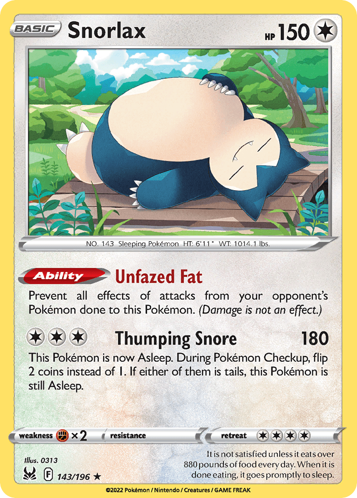 Snorlax Lost Origin card