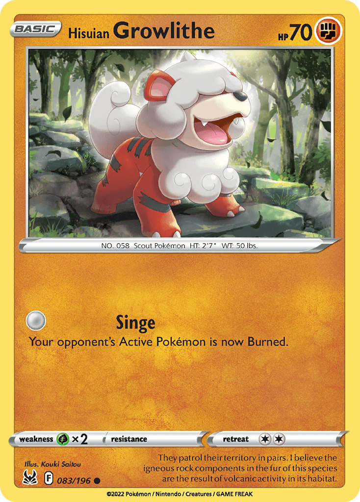 Hisuian Growlithe Lost Origin card