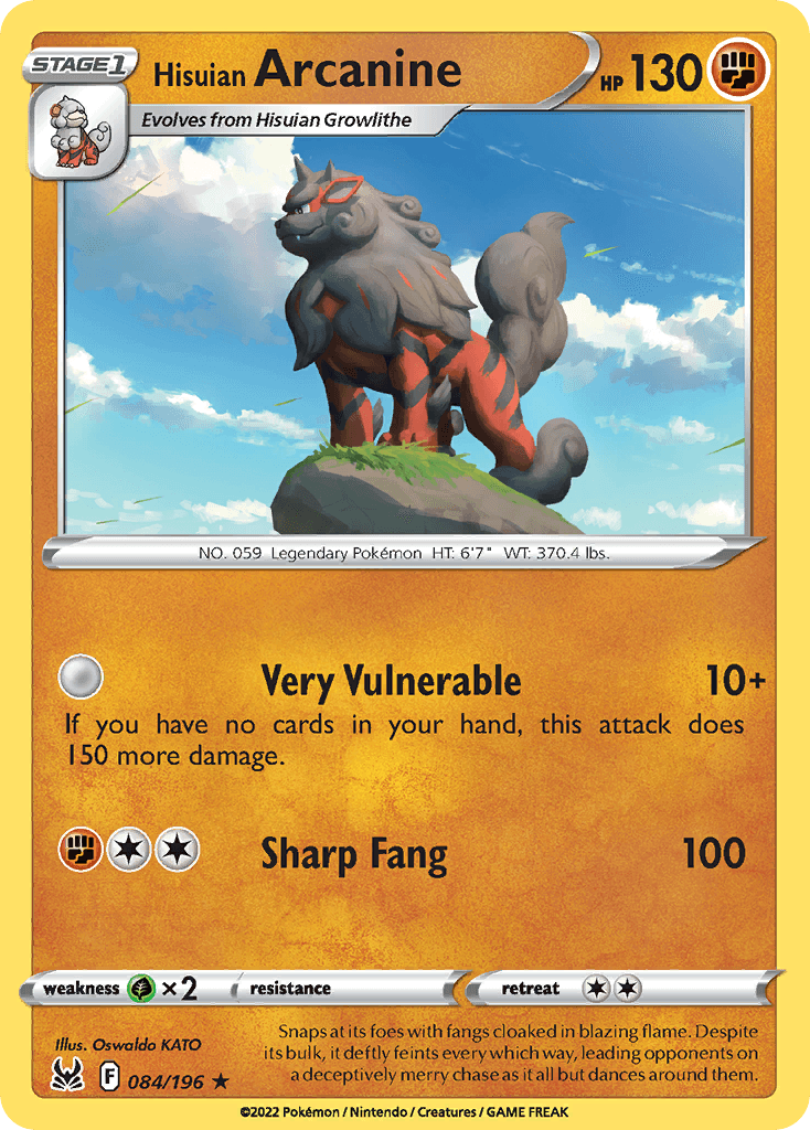 Hisuian Arcanine Lost Origin card