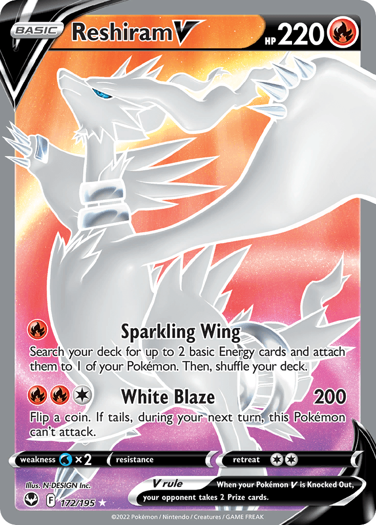 Reshiram V Silver Tempest card