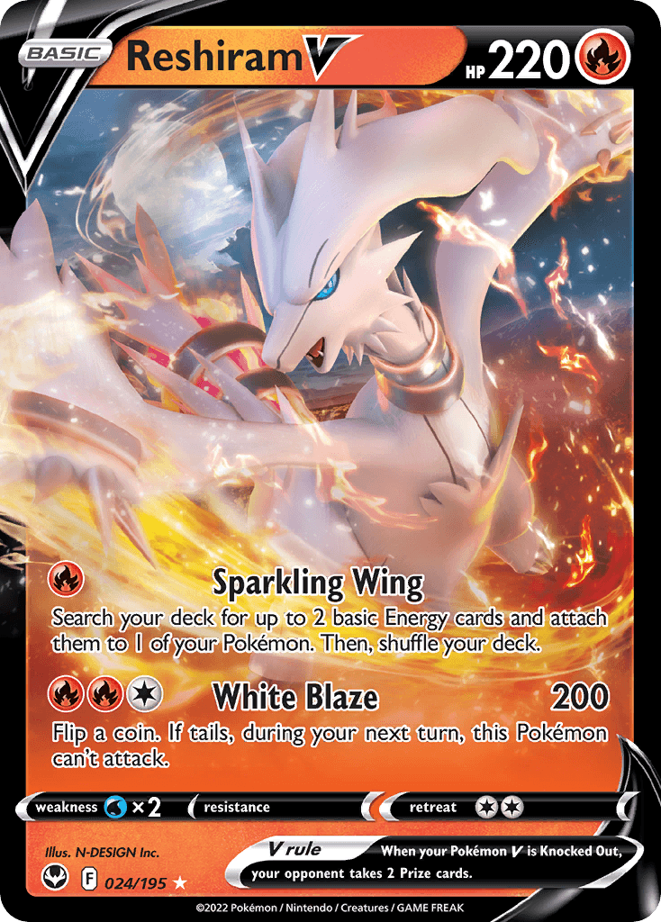 Reshiram V Silver Tempest card