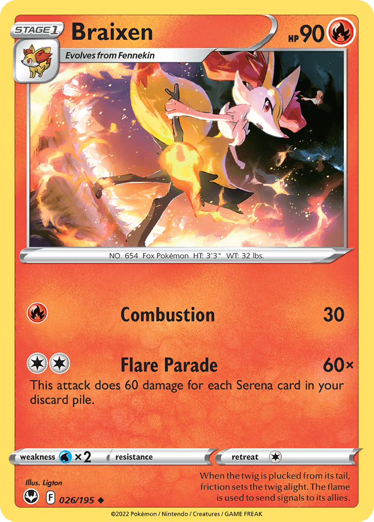 Braixen Silver Tempest card