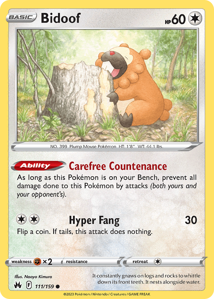 Bidoof Crown Zenith card