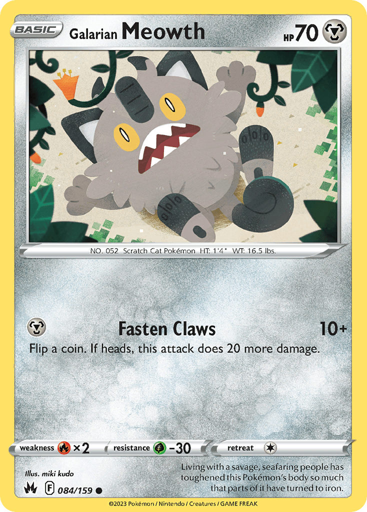 Galarian Meowth Crown Zenith card