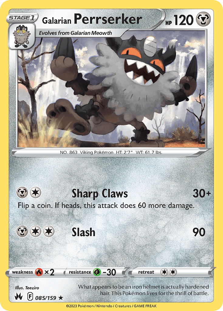 Galarian Perrserker Crown Zenith card