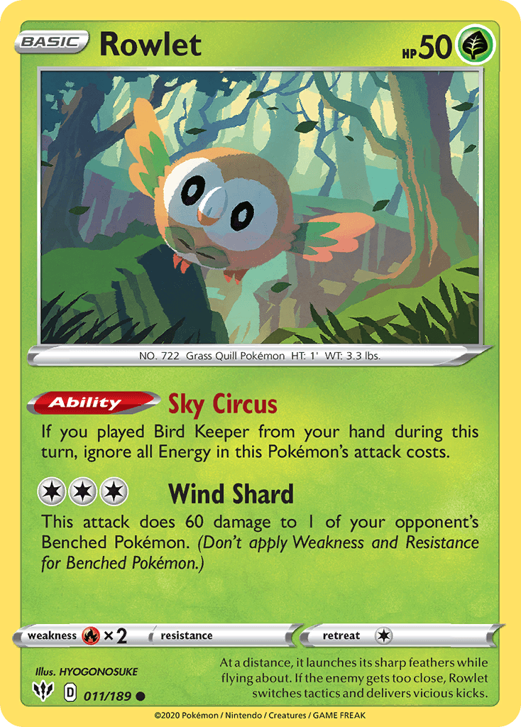 Rowlet Darkness Ablaze card