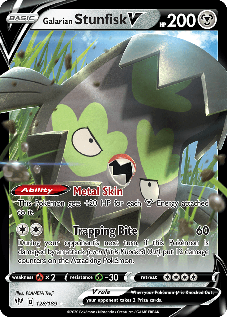 Galarian Stunfisk V Darkness Ablaze card