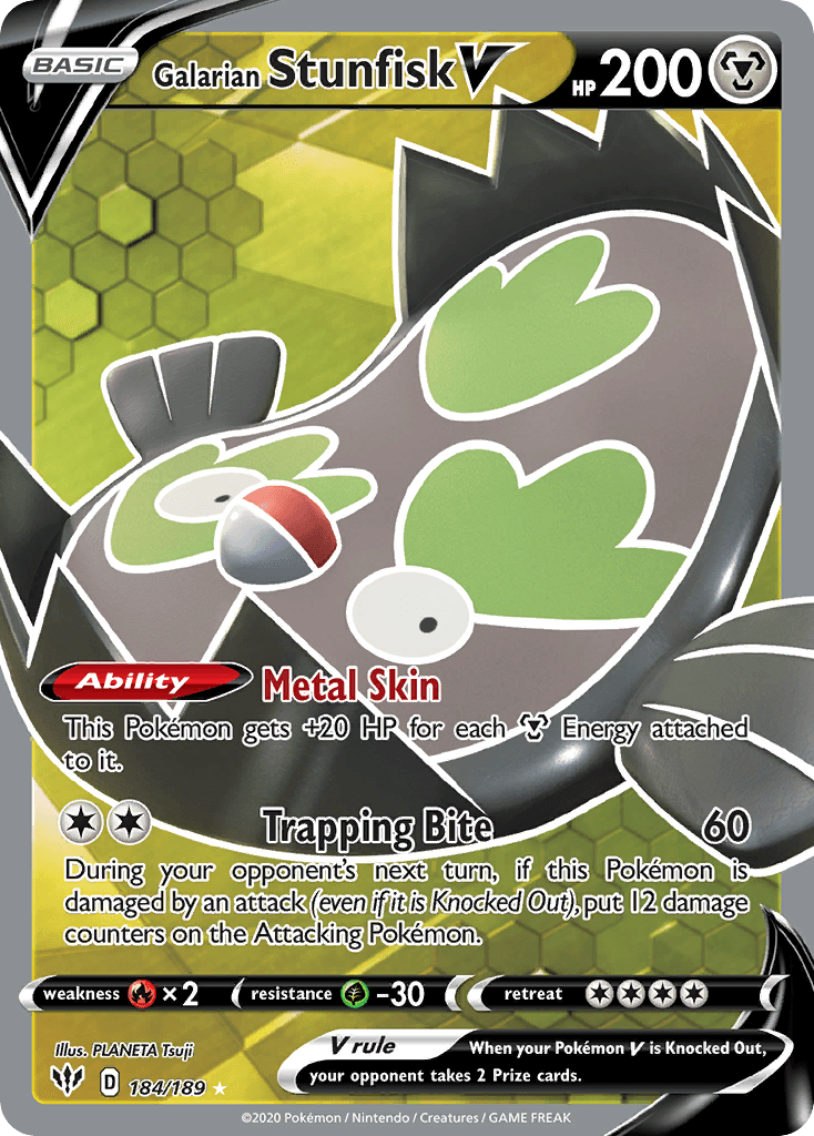 Galarian Stunfisk V Darkness Ablaze card