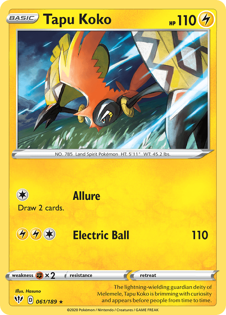 Tapu Koko Darkness Ablaze card