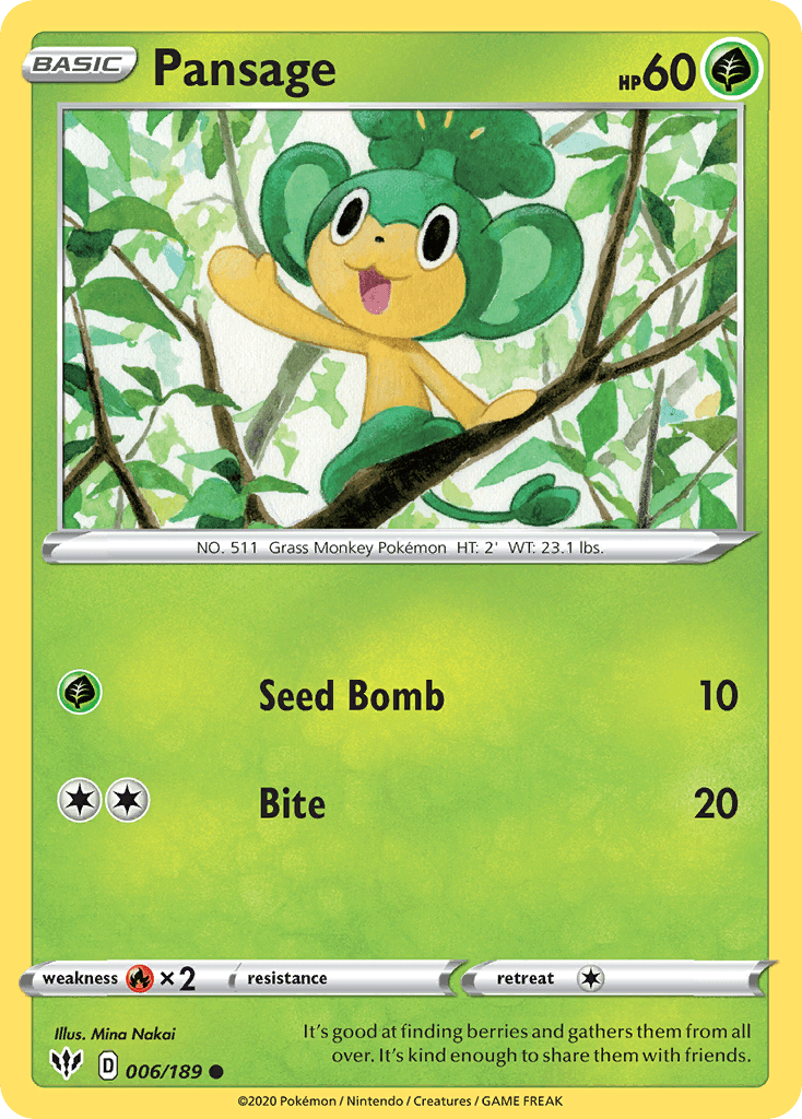 Pansage Darkness Ablaze card