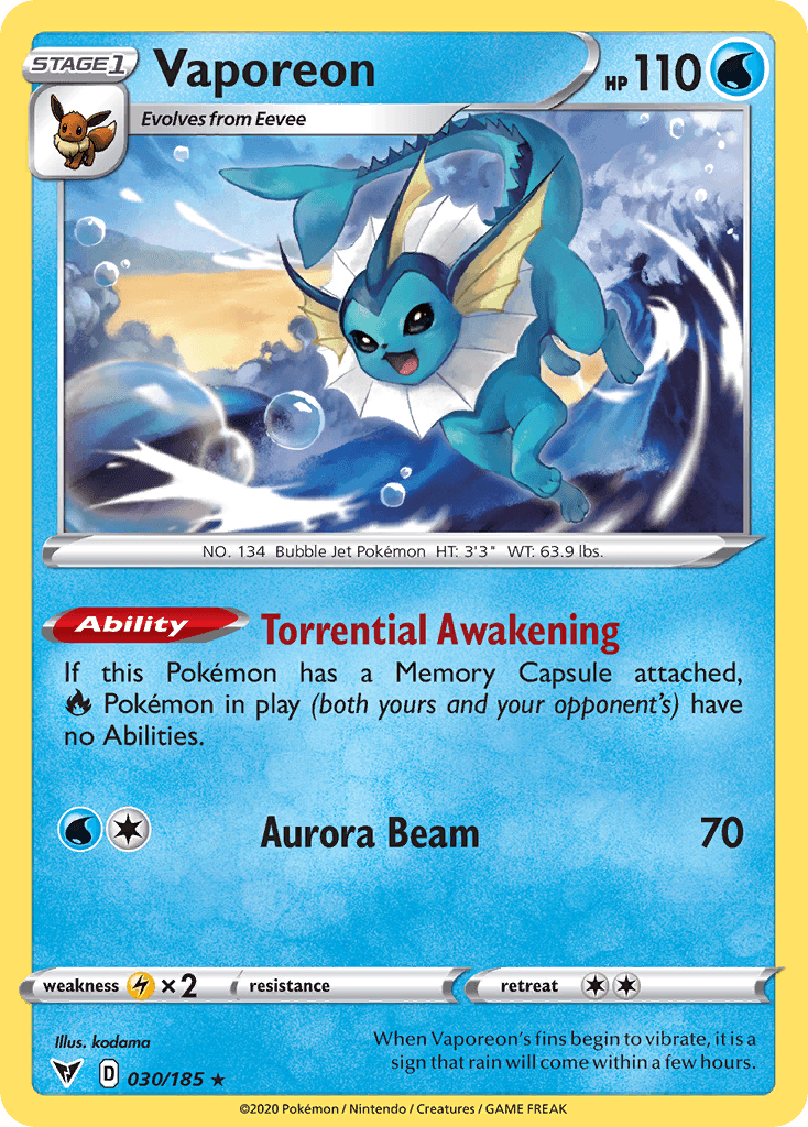Vaporeon Vivid Voltage card