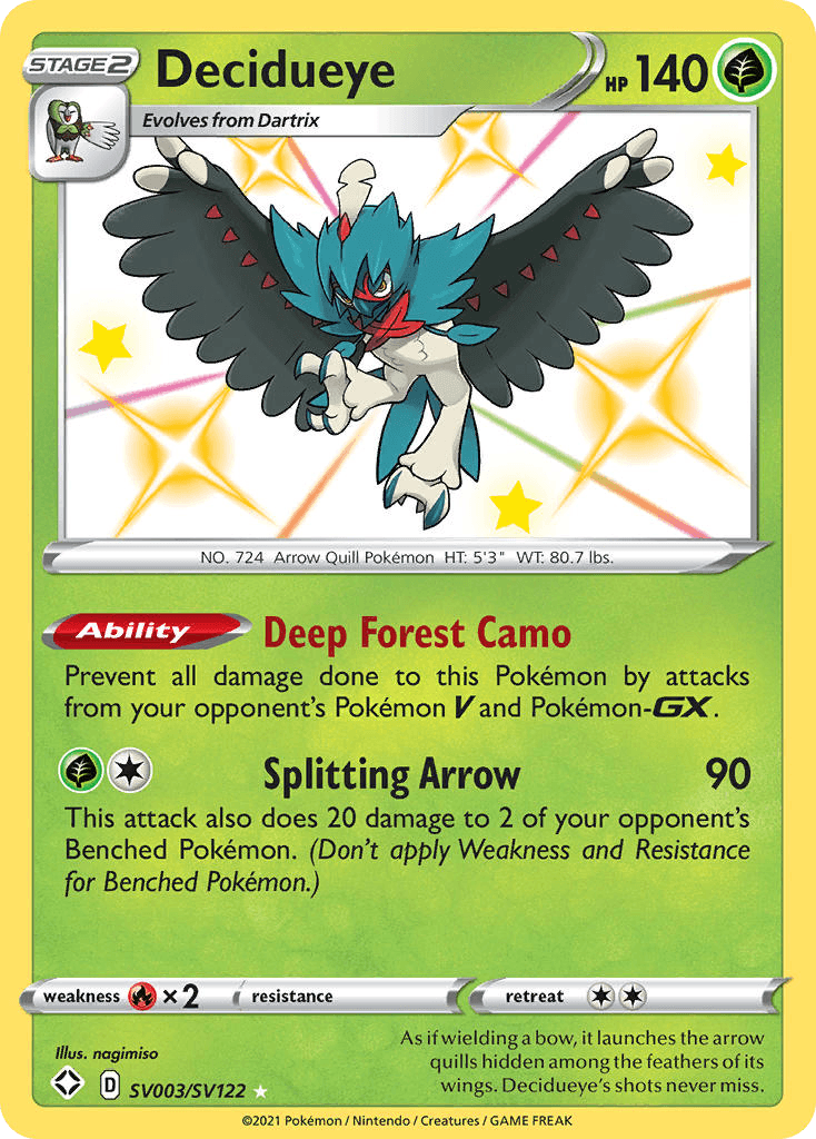 Decidueye Shining Fates Shiny Vault card