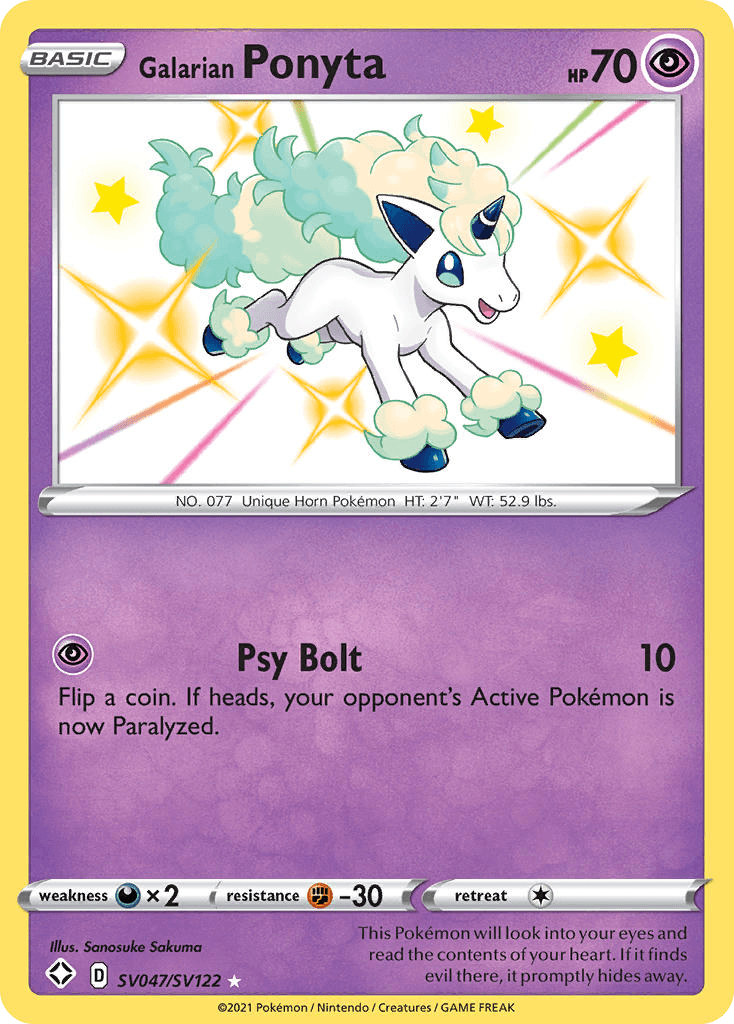 Galarian Ponyta Shining Fates Shiny Vault card
