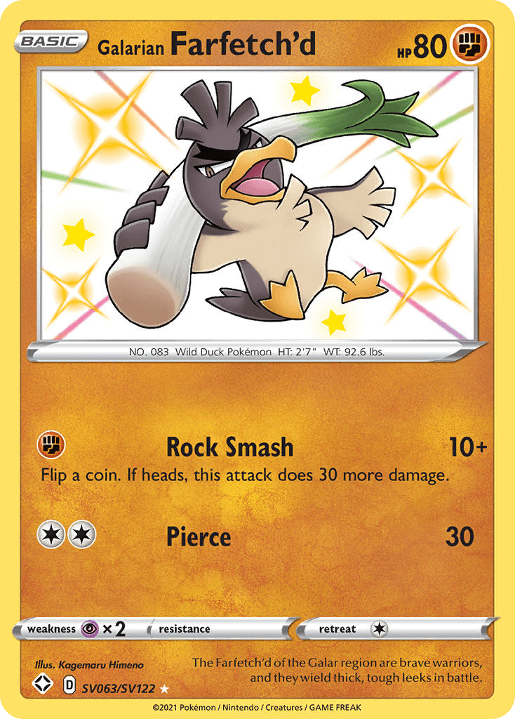 Galarian Farfetch'd Shining Fates Shiny Vault card