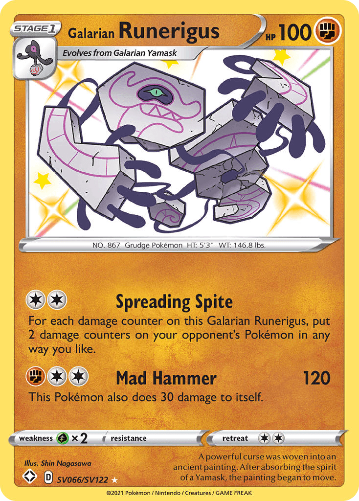 Galarian Runerigus Shining Fates Shiny Vault card