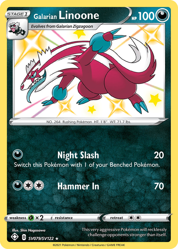 Galarian Linoone Shining Fates Shiny Vault card